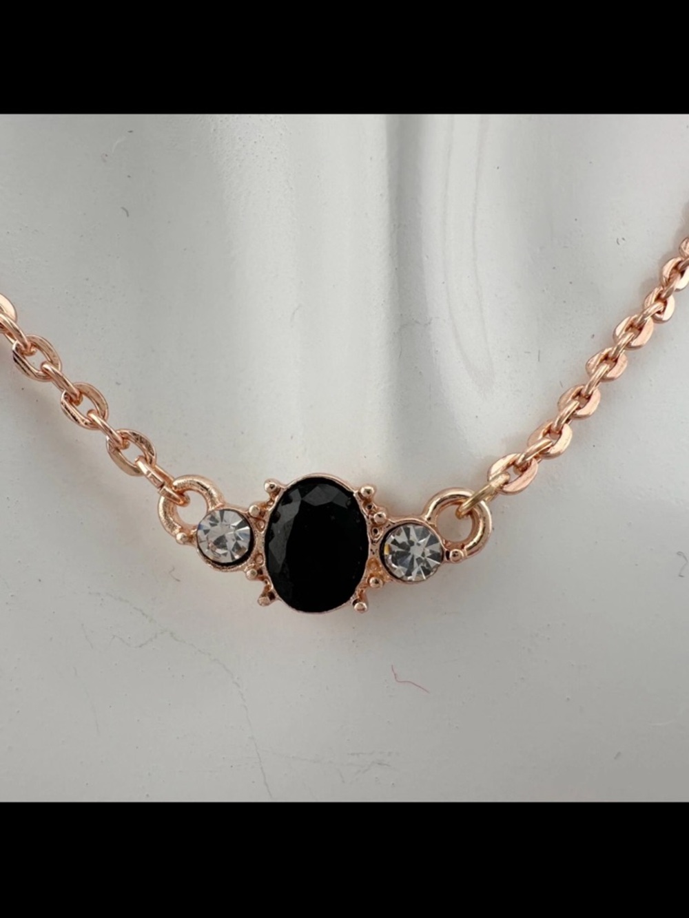 Rose Gold Necklace with Black Onyx